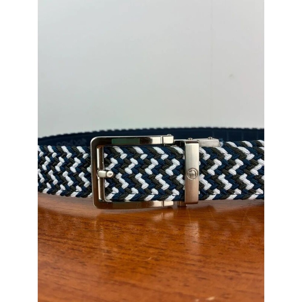 Nexbelt Men's navy white gray stretchy Braided Golf Belt adjustable size 25/38